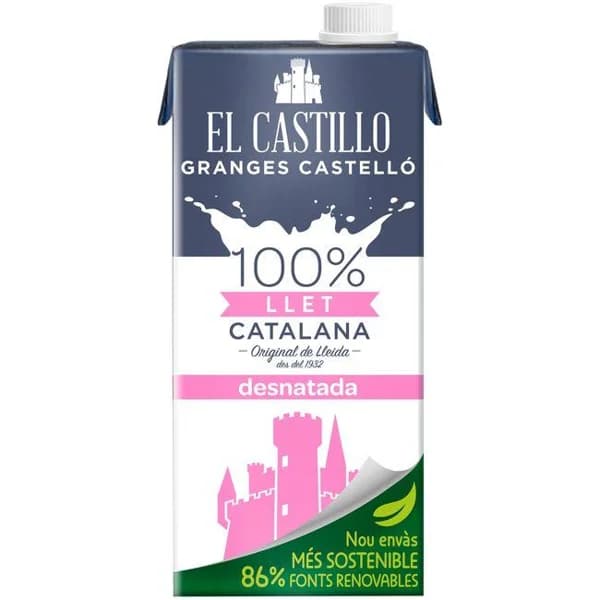 Leche desnatada EL CASTILLO, brik 1 litro - 1 l - Imagen del producto en Findit