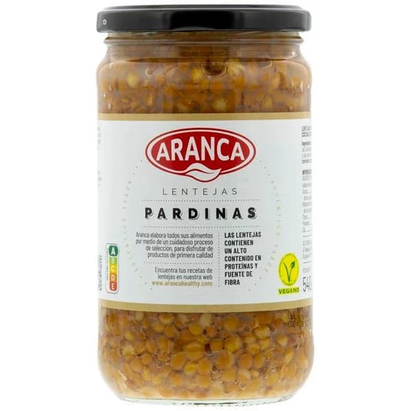 Lentejas pardinas cocidas ARANCA, frasco 580 g - 0.58 kg - Imagen del producto en Findit