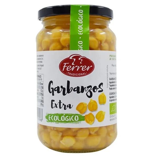 Garbanzo cocido ecológico FERRER, frasco 345 g - 0.35 kg - Imagen del producto en Findit