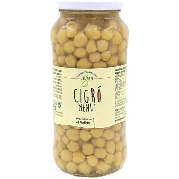 Cigró Menut Cuit L'AGRÀRIA, frasco 590 g - 0.59 kg - Imagen del producto en Findit