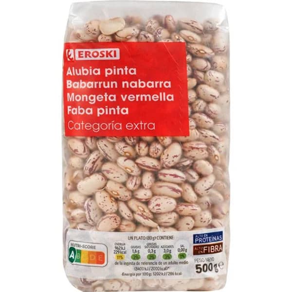 Alubia pinta EROSKI, paquete 500 g - 0.5 kg - Imagen del producto en Findit