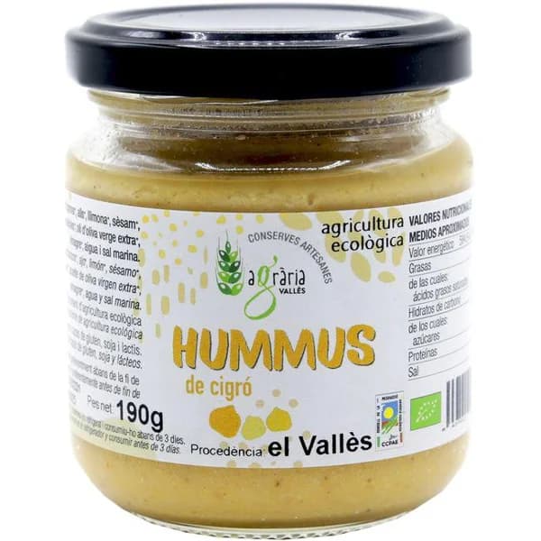 Hummus de Garbanzo Ecológico L'AGRÀRIA, 320 g - 0.32 kg - Imagen del producto en Findit