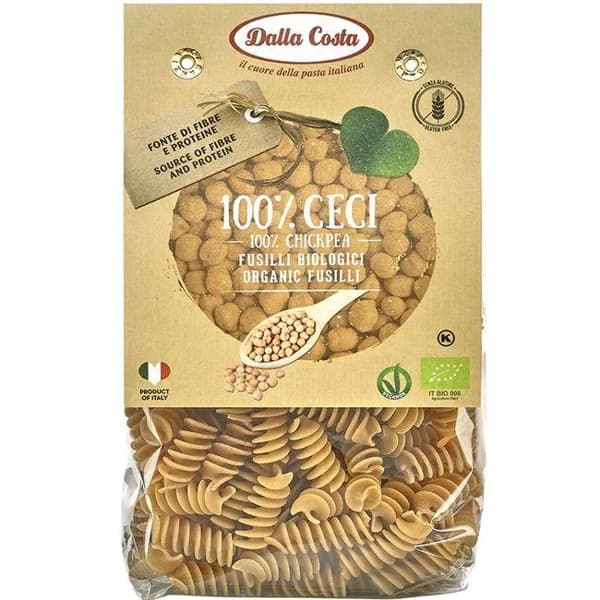Pasta Fusilli 100% garbanzos DALLA COSTA, paquete 250 g - 1 ud - Imagen del producto en Findit