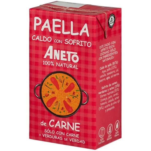 Caldo para paella de carne-verduras ANETO, brik 1 litro - 1 l - Imagen del producto en Findit
