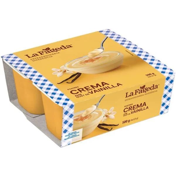 Crema de vainilla LA FAGEDA, pack 4x125 g - 0.5 kg - Imagen del producto en Findit