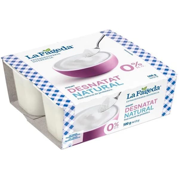 Yogur desnatado natural LA FAGEDA, pack 4x125 g - 0.5 kg - Imagen del producto en Findit