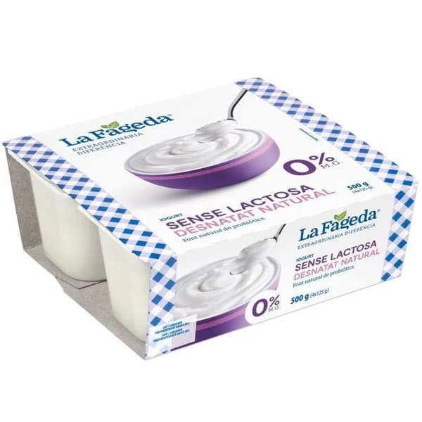 Yogur desnatado sin lactosa LA FAGEDA, pack 4x125 g - 0.5 kg - Imagen del producto en Findit