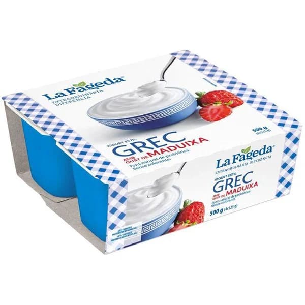 Yogur griego sabor fresa LA FAGEDA, pack 4x125 g - 0.5 kg - Imagen del producto en Findit