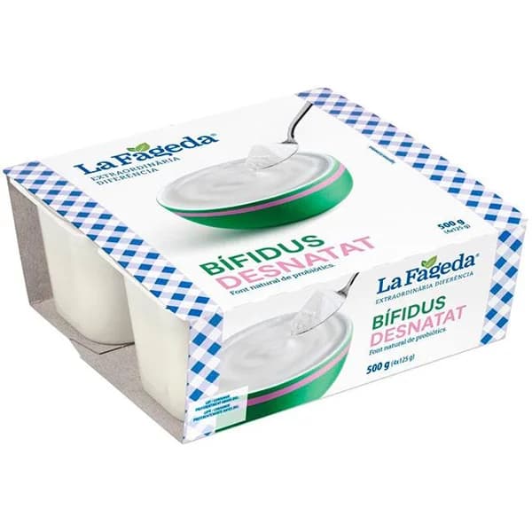 Bífidus desnatado natural LA FAGEDA, pack 4x125 g - 0.5 kg - Imagen del producto en Findit
