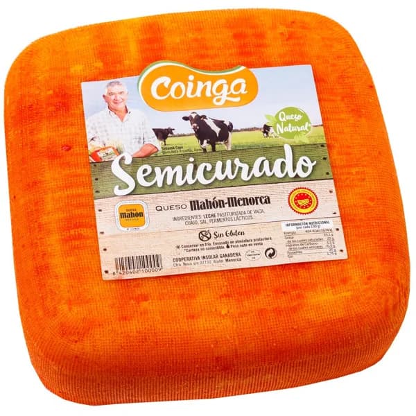 Queso semi DOP Mahón-Menorca COINGA, al corte, compra mínima 250 g - 0.25 kg - Imagen del producto en Findit