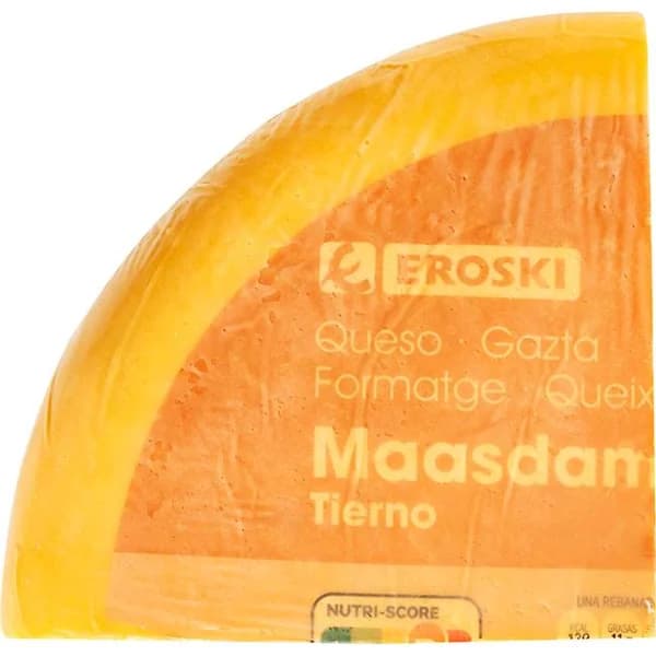 Queso Maasdam EROSKI, al corte, compra mínima 250 g - 0.25 kg - Imagen del producto en Findit