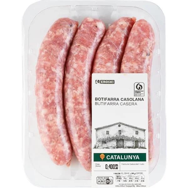 Butifarra casera de cerdo EROSKI, bandeja 400 g - 0.4 kg - Imagen del producto en Findit