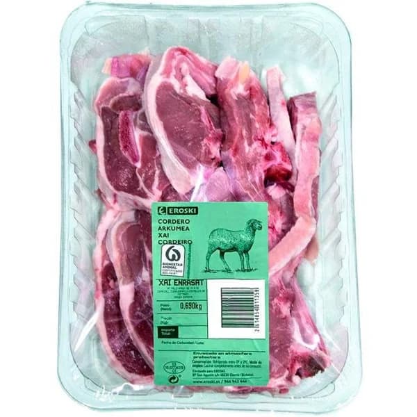 Cordero enrasado EROSKI, bandeja 750g aprox. 750 g - 0.75 kg - Imagen del producto en Findit