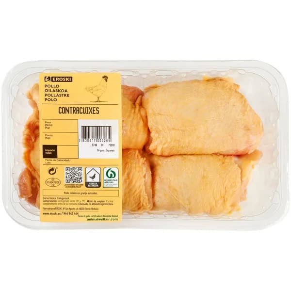 Contramuslo de pollo EROSKI, bandeja aprox. 500 g - 0.5 kg - Imagen del producto en Findit