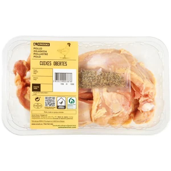 Muslo de pollo brasa EROSKI, bandeja aprox. 650 g - 0.65 kg - Imagen del producto en Findit