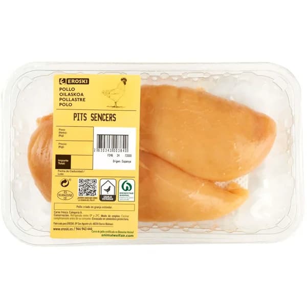 Pechuga de pollo EROSKI, bandeja aprox. 500 g - 0.5 kg - Imagen del producto en Findit