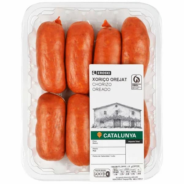 Chorizo oreado EROSKI, bandeja aprox. 500 g - 0.5 kg - Imagen del producto en Findit