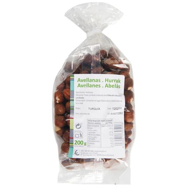 Avellana cruda, bandeja 200 g - 1 ud - Imagen del producto en Findit