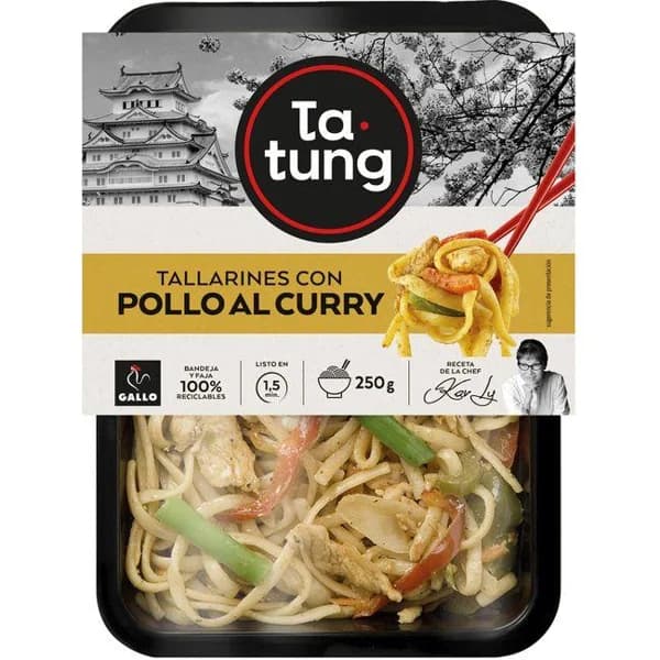 Tallarines con pollo al curry TA-TUNG, bandeja 250 g - 1 ud - Imagen del producto en Findit