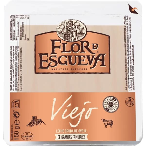 Queso de oveja viejo de leche cruda FLOR DE ESGUEVA, cuña 150 g - 0.15 kg - Imagen del producto en Findit