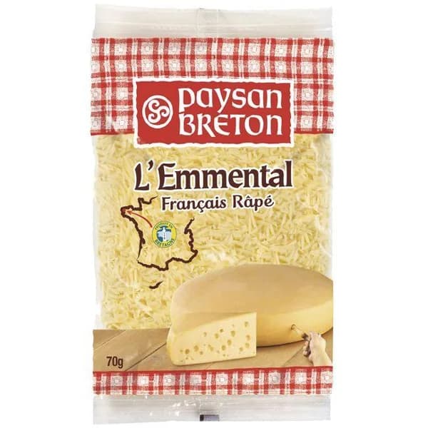 Queso rallado Emmental PAYSAN BRE, bolsa 70 g - 0.07 kg - Imagen del producto en Findit