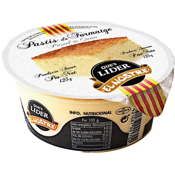 Pastel queso natural EL NOSTRE, tarrina 125 g - 1 ud - Imagen del producto en Findit