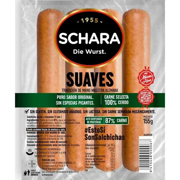 Salchichas Frankfurt SCHARA, 4 uds, sobre 155 g - 0.15 kg - Imagen del producto en Findit