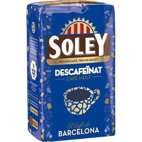 Café molido descafeinado SOLEY, paquete 250 g - 0.25 kg - Imagen del producto en Findit