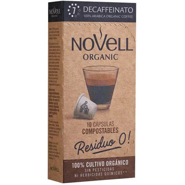Café orgánico descafeinado comp. Nespresso NOVELL, caja 10 uds - 10 ud - Imagen del producto en Findit