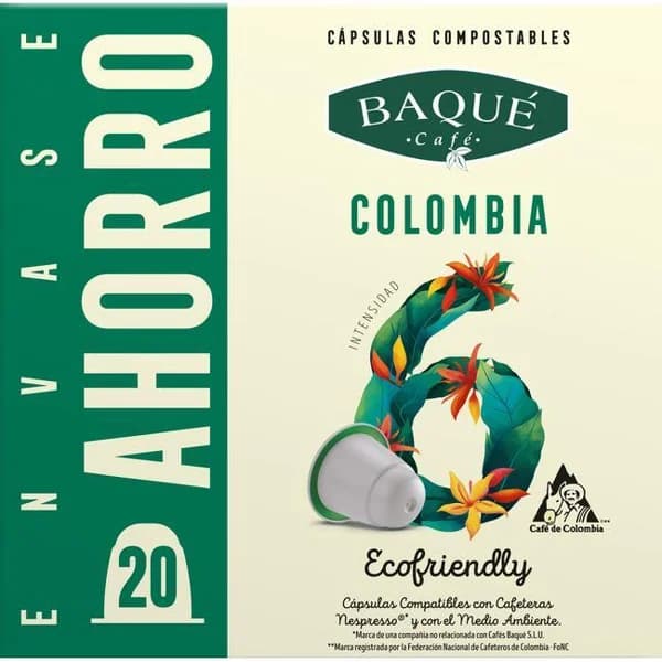 Café Colombia compatible Nespresso BAQUÉ, caja 20 uds - 1 ud - Imagen del producto en Findit
