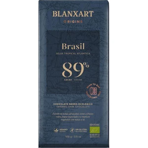 Chocolate negro ecológico 89% cacao origen Brasil, tableta 100 g - 0.1 kg - Imagen del producto en Findit