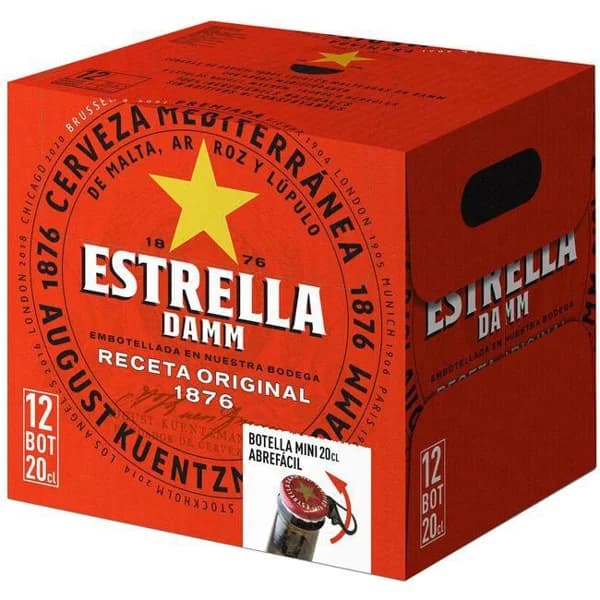 Cerveza ESTRELLA DAMM, pack botellín 12x20 cl - 2.4 l - Imagen del producto en Findit