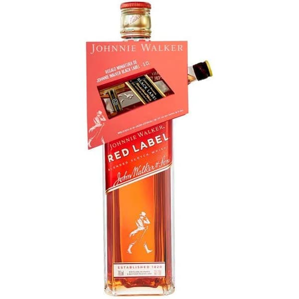 Whisky JOHNNIE WALKER Red, botella 70 cl + Miniatura - 1 ud - Imagen del producto en Findit