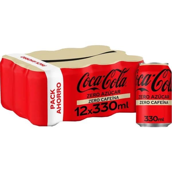 Refresco de cola sin cafeina COCA COLA Zero, pack 12x33 cl - 3.96 l - Imagen del producto en Findit