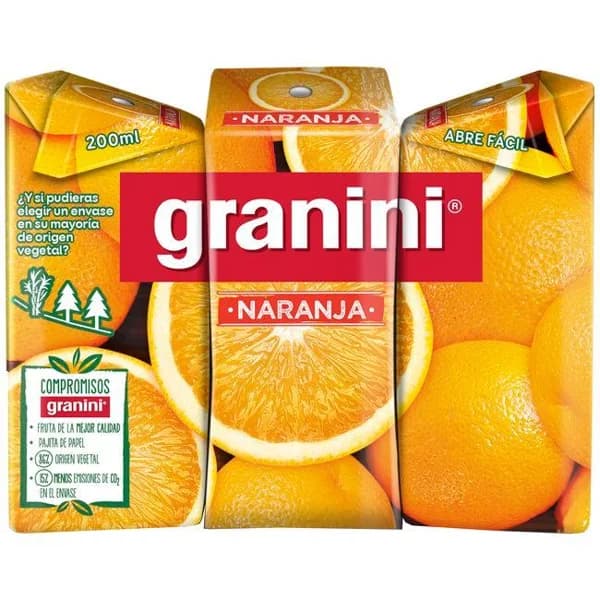 Néctar de naranja GRANINI, pack 3x20 cl - 0.6 l - Imagen del producto en Findit