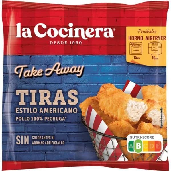 Tiras de pollo estilo americano LA COCINERA, bolsa 360 g - 0.36 kg - Imagen del producto en Findit
