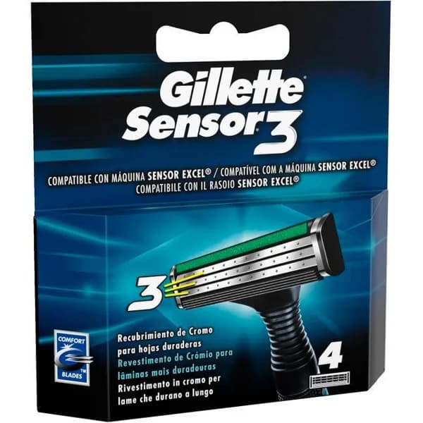 Cargador de afeitar GILLETTE Sensor 3, pack 4 unid. - 1 ud - Imagen del producto en Findit