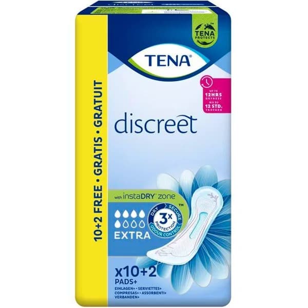 Compresa de incontinencia extra TENA Discreet, paquete 10+2 uds - 1 ud - Imagen del producto en Findit