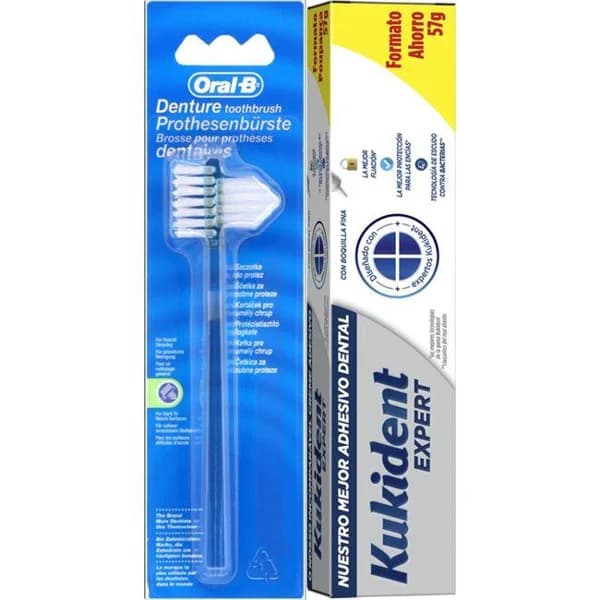 Crema adhesiva menta KUKIDENT EXPERT, tubo 57 g+cepillo dental - 1 ud - Imagen del producto en Findit