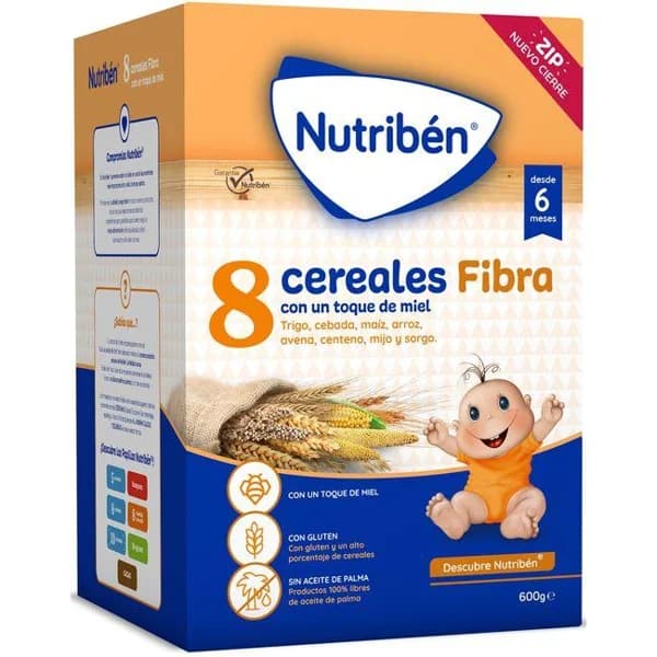 Papillas 8 Cereales con miel-fibra NUTRIBEN, caja 600 g - 1 ud - Imagen del producto en Findit