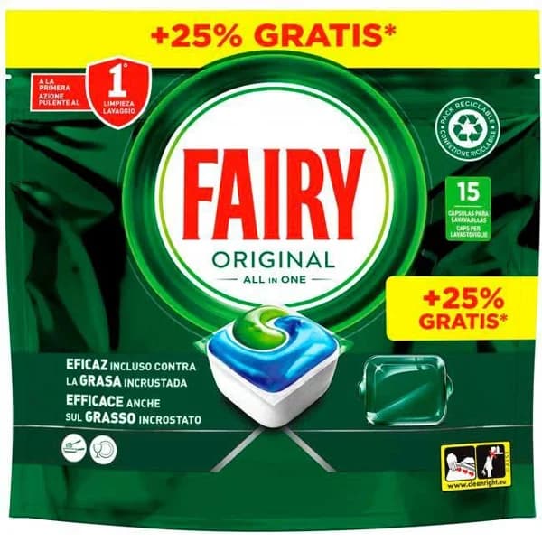 Lavavajillas a máquina FAIRY TODO 1, bolsa 12+3 dosis - 3 ud - Imagen del producto en Findit