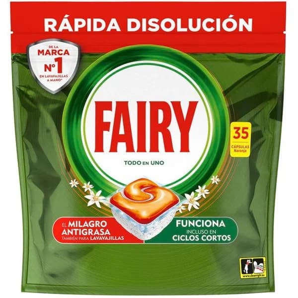 Lavavajillas máquina naranja FAIRY FRESH, bolsa 35 dosis - 35 ud - Imagen del producto en Findit