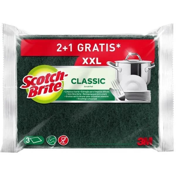 Estropajo gigante fibra verde SCOTCH-BRITE, pack 3 uds - 3 ud - Imagen del producto en Findit