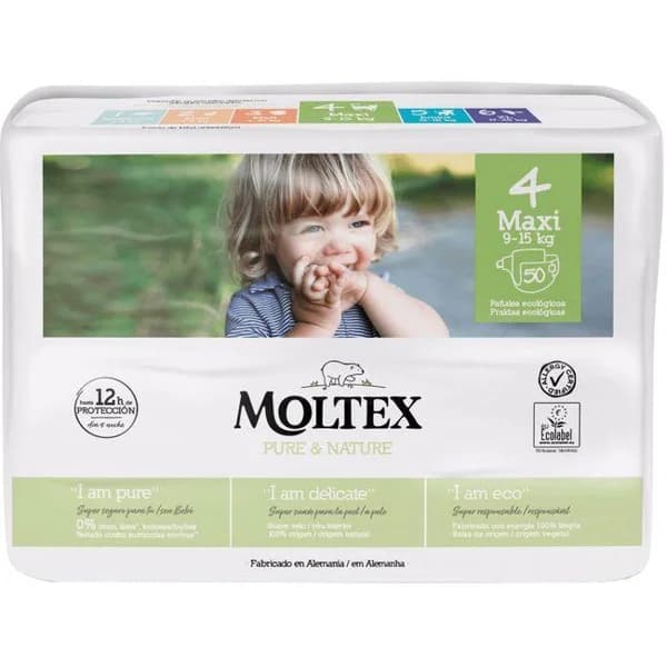 Pañal 9-15 kg Talla 4 MOLTEX Pure&Nature, paquete 50 uds - 50 ud - Imagen del producto en Findit