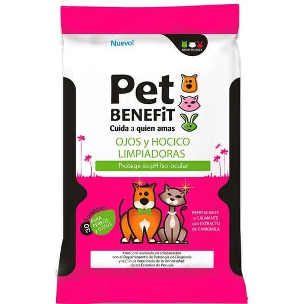 Toallitas higiene ojos, orejas, hocico PET BENEFIT, 20 uds - 1 ud - Imagen del producto en Findit