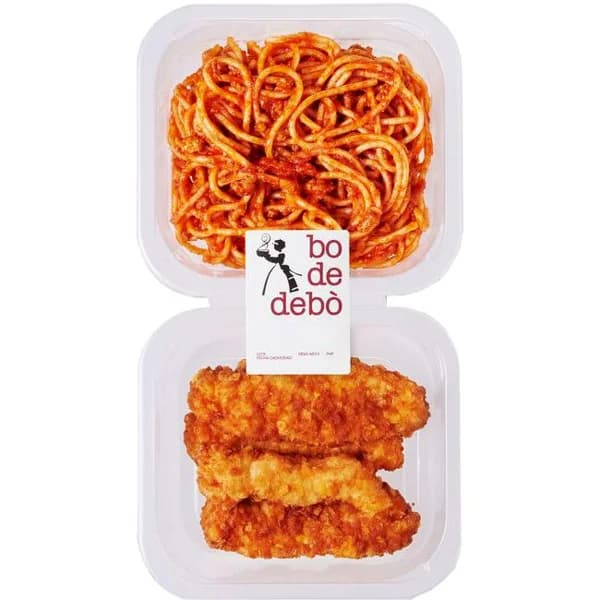 Duo spaguetti boloñesa y finguers BO DE DEBO, bandeja 350 g - 1 ud - Imagen del producto en Findit