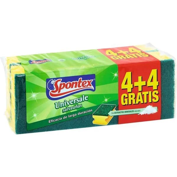 Estropajo salvauñas universal verde SPONTEX, pack 4+4 uds - 4 ud - Imagen del producto en Findit