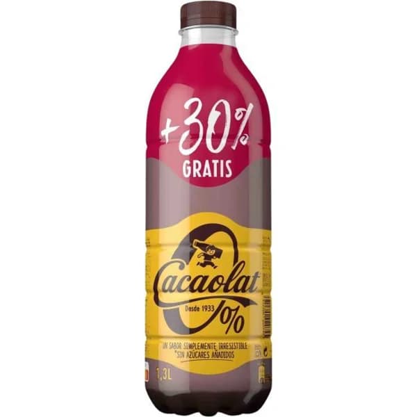 Batido de cacao CACAOLAT 0%, botella 1,3 litros - 1 ud - Imagen del producto en Findit