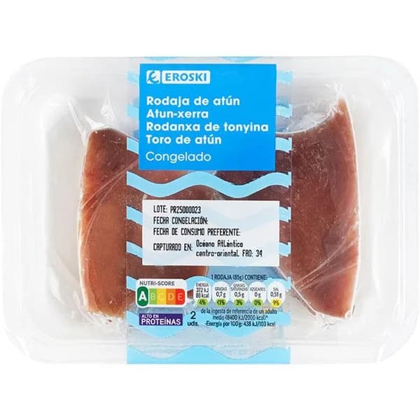 Rodaja de atún EROSKI, bandeja 170 g - 0.17 kg - Imagen del producto en Findit
