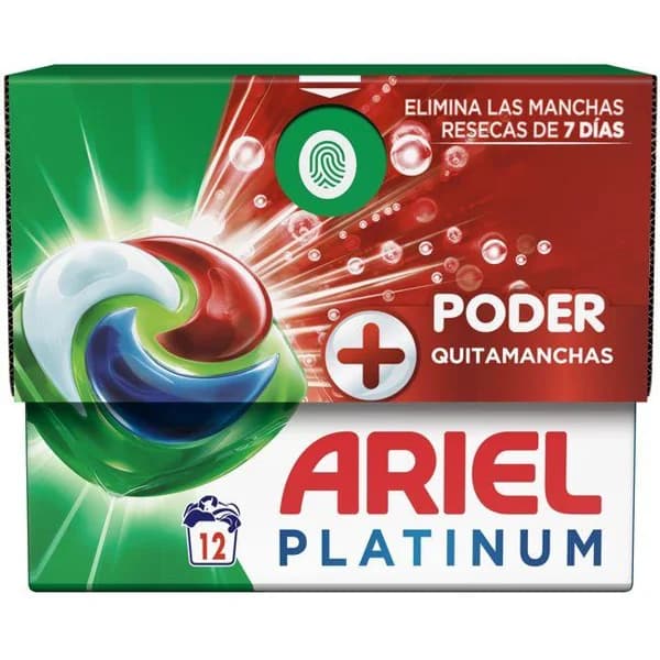 Detergente cápsulas ARIEL EXT. PODER QUITAMANCHAS, caja 12 dosis - 12 ud - Imagen del producto en Findit